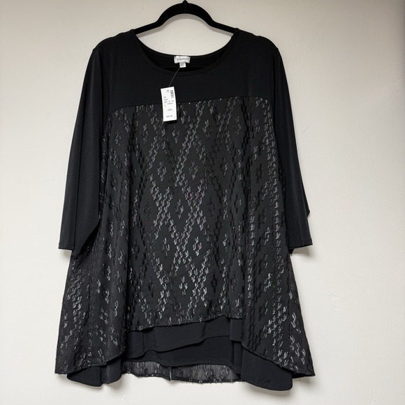 Avenue Black Blue Sequined 18/20 nwt classy evening  blouse - Picture 1 of 6